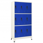 Lukustatav hoiukapp, hall ja sinine, 90 x 45 x 180 cm, teras