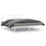 Metallist voodiraam peatsiga, valge, 183x213 cm
