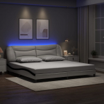 VOODIRAAM LED-TULEDEGA, VALGE JA MUST, 200X200 CM, KUNSTNAHK