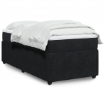 Kontinentaalvoodi madratsiga, must, 80x200 cm, samet