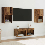 TV Seinakapid LED-ribatuledega 4 tk Vana puit Tehispuit