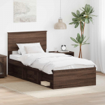 Voodiraam peatsiga Pruun tamme 75 x 190 cm Tehispuit