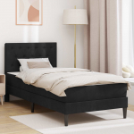 Voodiraam madratsiga peaga Must 100 x 200 cm Samet