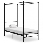 Baldahhiiniga voodiraam, must, metall, 90 x 200 cm