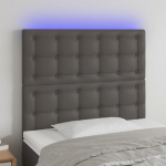 LED-voodipeats, hall, 100x5x118/128 cm, kunstnahk