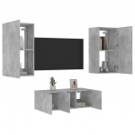 4-osaline telerikappide komplekt LED-tuledega, betoonhall