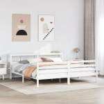 Voodiraam peatsiga ilma madratsita valge 180x200 cm