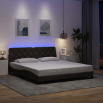 Voodiraam LED-iga ilma madratsita, 180x200 cm, kangas