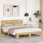 Voodiraam peatsiga ilma madratsita 140x190 cm t&auml;ispuidust tamm