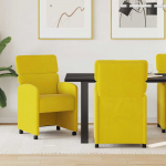 Ratastega S&ouml;&ouml;gi-toolid 2 tk Kollane 58 x 65 x 98 cm Samet
