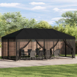 Paviljon k&uuml;lgseinadega 6 x 3 m Must Pol&uuml;ester ja teras 190