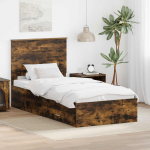 Voodiraam peatsiga Suitsetatud tamm 100 x 200 cm Tehispuit