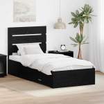 Voodiraam sahtliga peaga must tamm 100 x 200 cm tehispuit