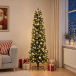 Kitsas kunstkuusk koos j&otilde;ulukuulidega 210 cm 300 LED-i