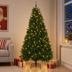 Kunstkuusk, keskroheline, j&otilde;ulukuulidega 300 cm 600 LED-i
