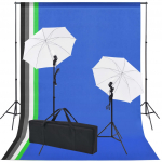 Fotostuudio komplekt 5 tausta ja 2 varjuga