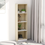 Raamaturiiul valge ja sonoma tamm 40x24x142 cm tehispuit