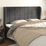 Voodipeats servadega, must, 163x23x118/128 cm, samet
