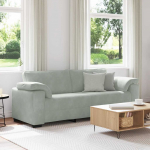 3-kohaline diivan, helehall, 220 x 77 x 82 cm, samet
