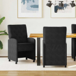 Ratastega S&ouml;&ouml;gi-toolid 2 tk Must 58 x 67 x 97 cm Samet
