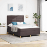 LED Voodi madratsiga Tume pruun 140 x 200 cm kangas