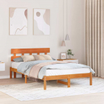 Voodiraam peatsiga Pruun 140 x 190 cm M&auml;nnipuit