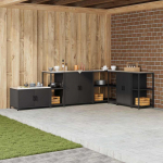 K&ouml;&ouml;gi riiulite komplekt must 60 x 50 x 92 cm teras