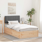 Voodiraam Pehme Peatoega peaga Tumehall 100 x 200 cm Tahke m&auml;nd