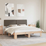 Voodiraam Pehme Peatoega Pruunikashall 180 x 200 cm Tahke m&auml;nd