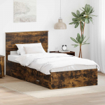 Voodiraam peatsiga Suitsetatud tamm 100 x 200 cm Tehispuit