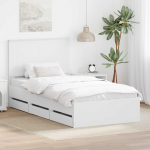 Voodiraam peatsiga sahtliga Valge 100 x 200 cm Inseneripuit