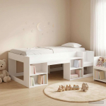 Laste voodiraam koos ladustamisega Valge 90 x 200 cm Tehispuit