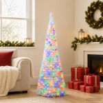 LED-tuledega pop-up j&otilde;ulupuu 150 cm 100 LED-i PVC ja PET Valge