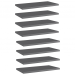 Riiuliplaadid 8 tk, hall, 40x20x1,5 cm, puitlaastplaat