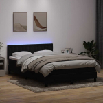 Kontinentaalvoodi madrats ja LED, must, 160x210 cm, samet