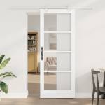 Liuguks koos kinnitustega komplekt valge 83x211 cm tugev puit m&auml;nd