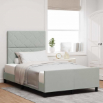 Voodiraam peatsiga helehall 120 x 200 cm samet