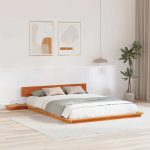 Voodiraam peatsiga hoiulaekaga Pruun 140 x 200 cm puit