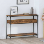 Konsoollaud riiuliga vana puit 100 x 29 x 75 cm tehispuit