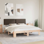 Voodiraam Pehme Peatoega Pruunikashall 180 x 200 cm Tahke m&auml;nd