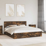 Voodiraam peatsiga Suitsetatud tamm 200 x 200 cm Tehispuit