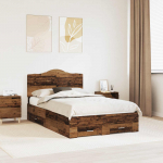 Voodiraam peatsiga sahtliga Vana puit 120 x 190 cm Tehispuit