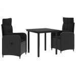 Diivanilaua komplekt padjaga padjaga 3 pcs Must