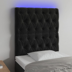 Led-voodipeats, must, 80x7x118/128 cm, samet