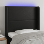 LED-voodipeats, must, 103x16x118/128 cm, kunstnahk
