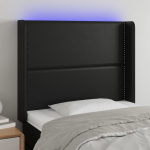 LED-voodipeats, must, 103x16x118/128 cm, kunstnahk