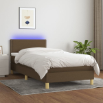 Kontinentaalvoodi madrats ja LED, tumepruun, 80x200 cm, kangas