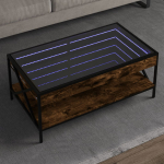 Diivanilaud LED-tuledega, suitsutatud tamm, 90x50x38cm