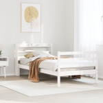 Voodiraam peatsiga ilma madratsita valge 90x200 cm