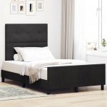 Voodi raam peaga must 120 x 190 cm samet